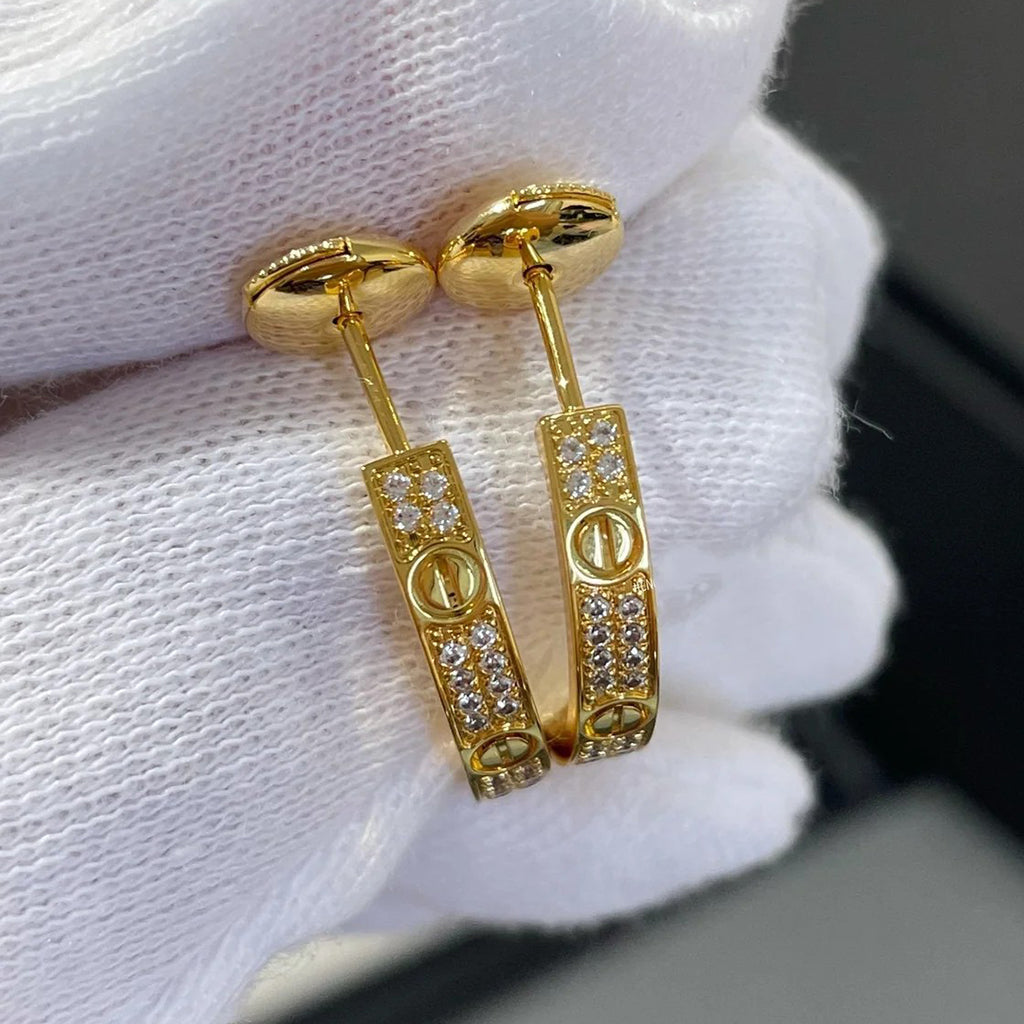 [Resenly Jewelry]LOVE EARRINGS 3.6MM DIAMOND PAVED