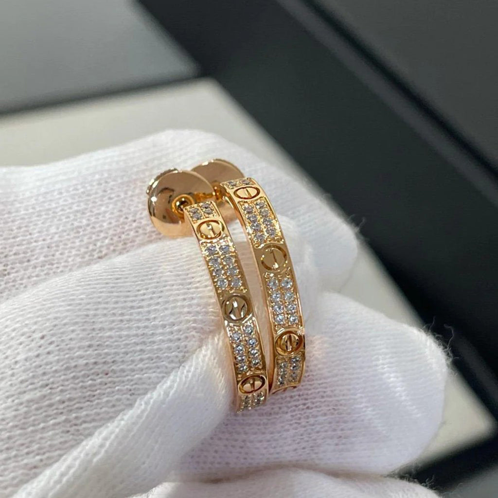 [Resenly Jewelry]LOVE EARRINGS 3.6MM DIAMOND PAVED