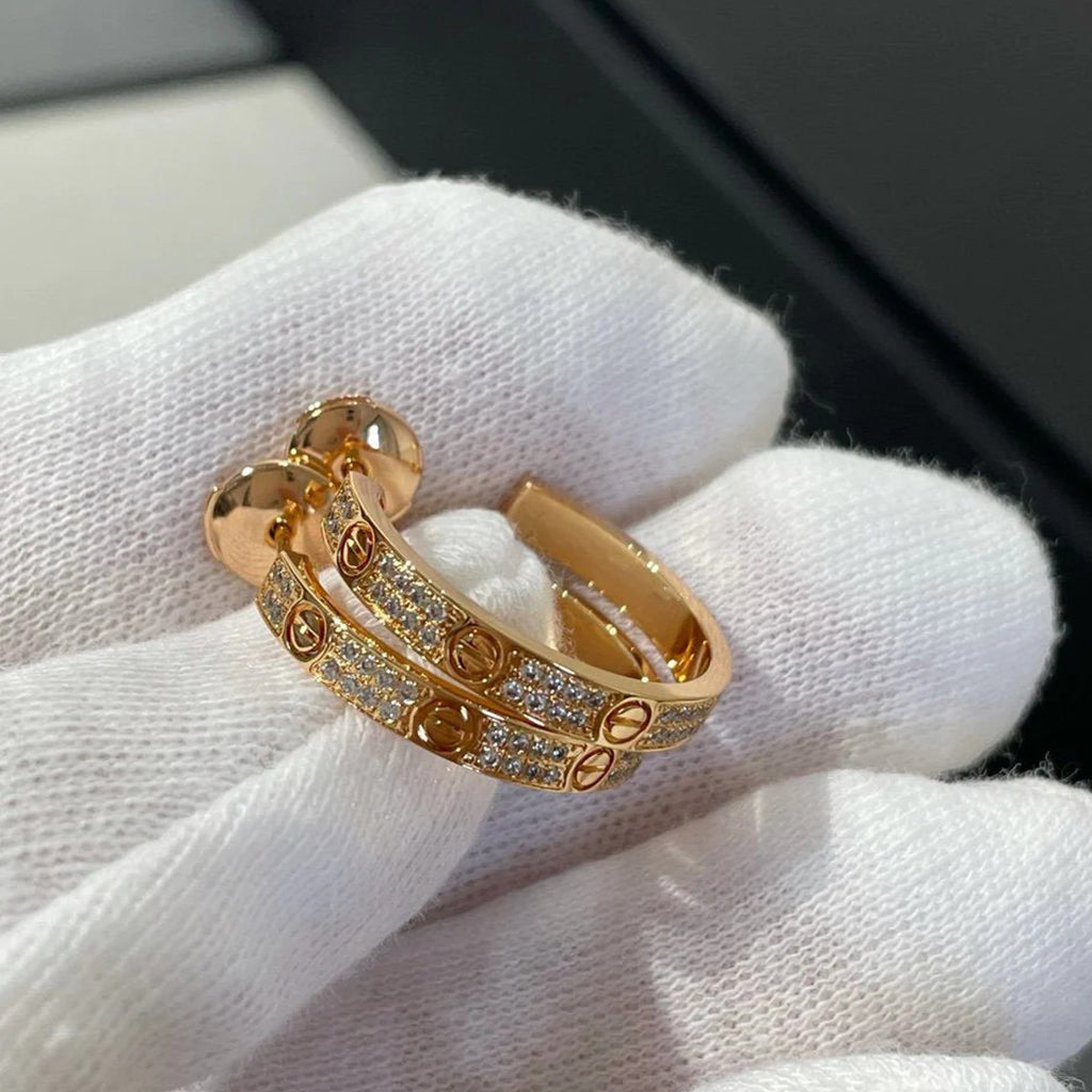 [Resenly Jewelry]LOVE EARRINGS 3.6MM DIAMOND PAVED