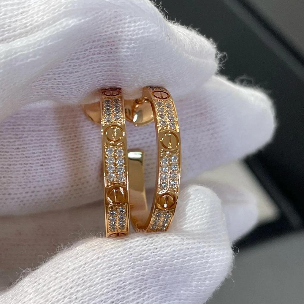 [Resenly Jewelry]LOVE EARRINGS 3.6MM DIAMOND PAVED