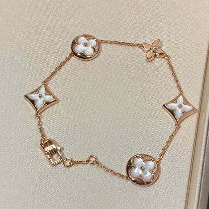 [Resenly Jewelry]STAR AND SUN 5 MOTIF MOP PINK GOLD BRACELET