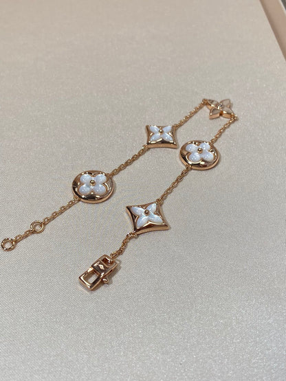 [Resenly Jewelry]STAR AND SUN 5 MOTIF MOP PINK GOLD BRACELET
