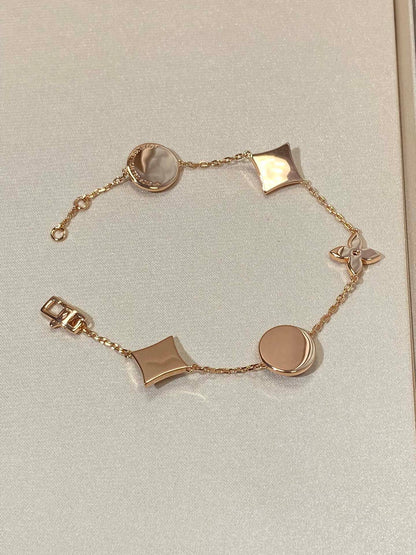 [Resenly Jewelry]STAR AND SUN 5 MOTIF MOP PINK GOLD BRACELET