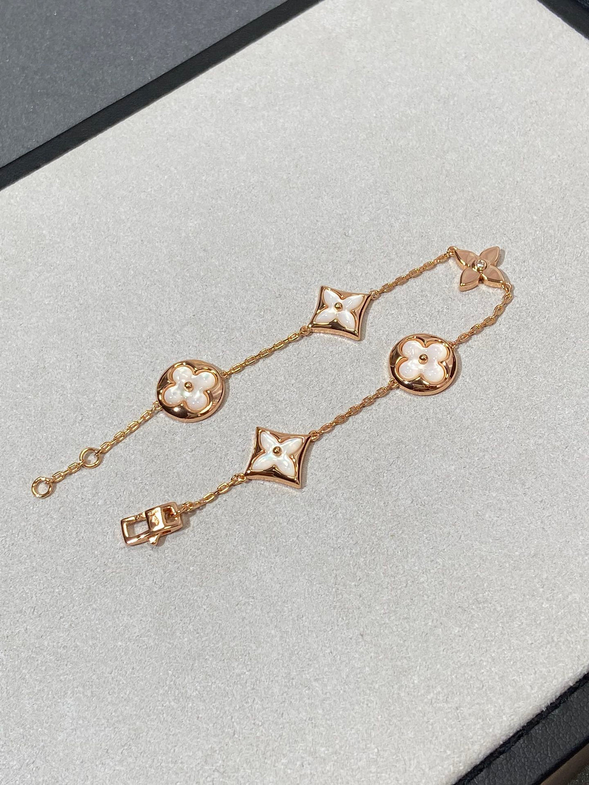 [Resenly Jewelry]STAR AND SUN 5 MOTIF MOP PINK GOLD BRACELET