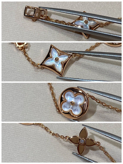 [Resenly Jewelry]STAR AND SUN 5 MOTIF MOP PINK GOLD BRACELET