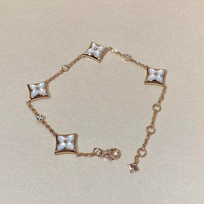 [Resenly Jewelry]STAR 4 MOTIF MOP DIAMOND PINK GOLD BRACELET