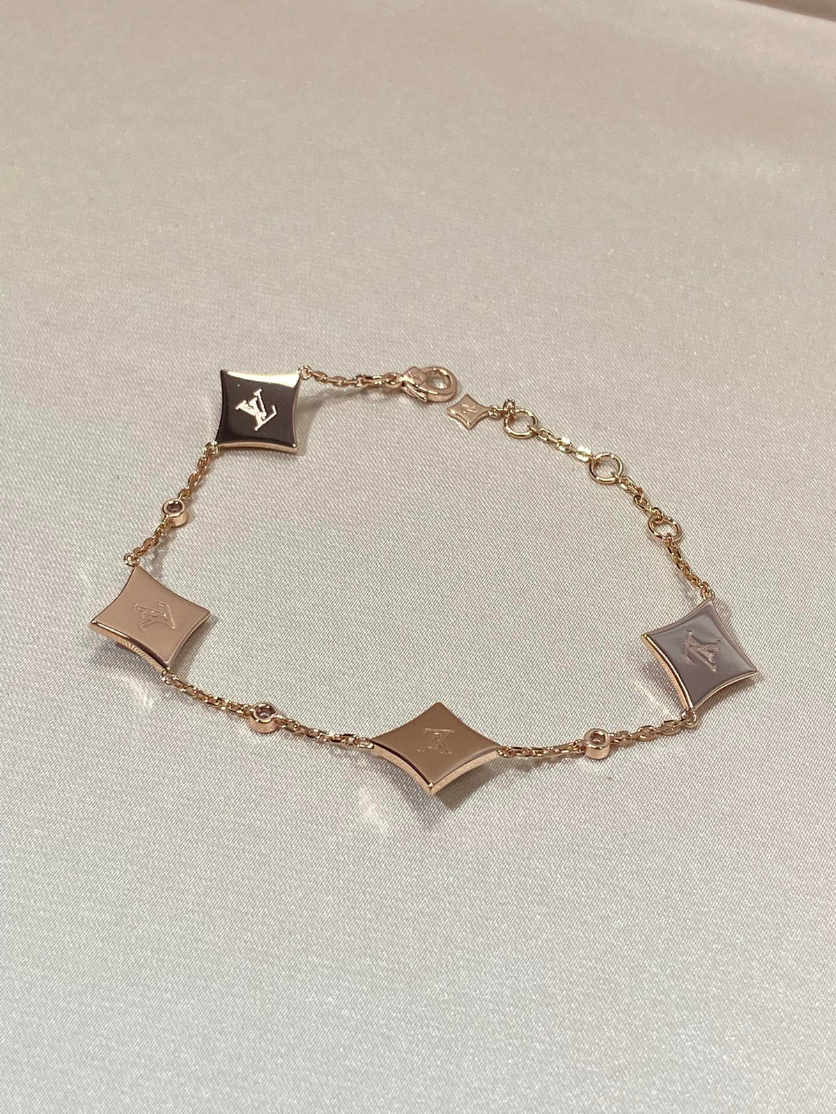 [Resenly Jewelry]STAR 4 MOTIF MOP DIAMOND PINK GOLD BRACELET