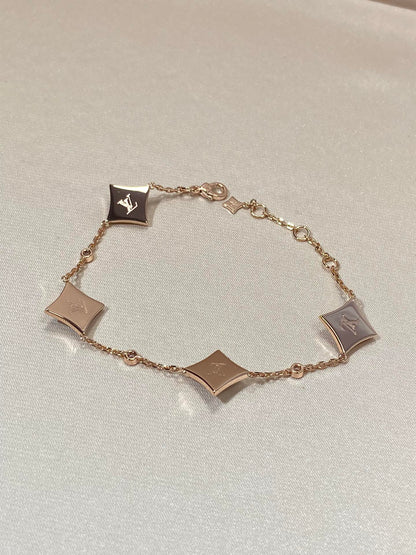 [Resenly Jewelry]STAR 4 MOTIF MOP DIAMOND PINK GOLD BRACELET