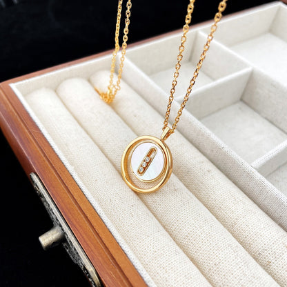 [Resenly Jewelry]LUCKY MOVE MOP PINK GOLD NECKLACE