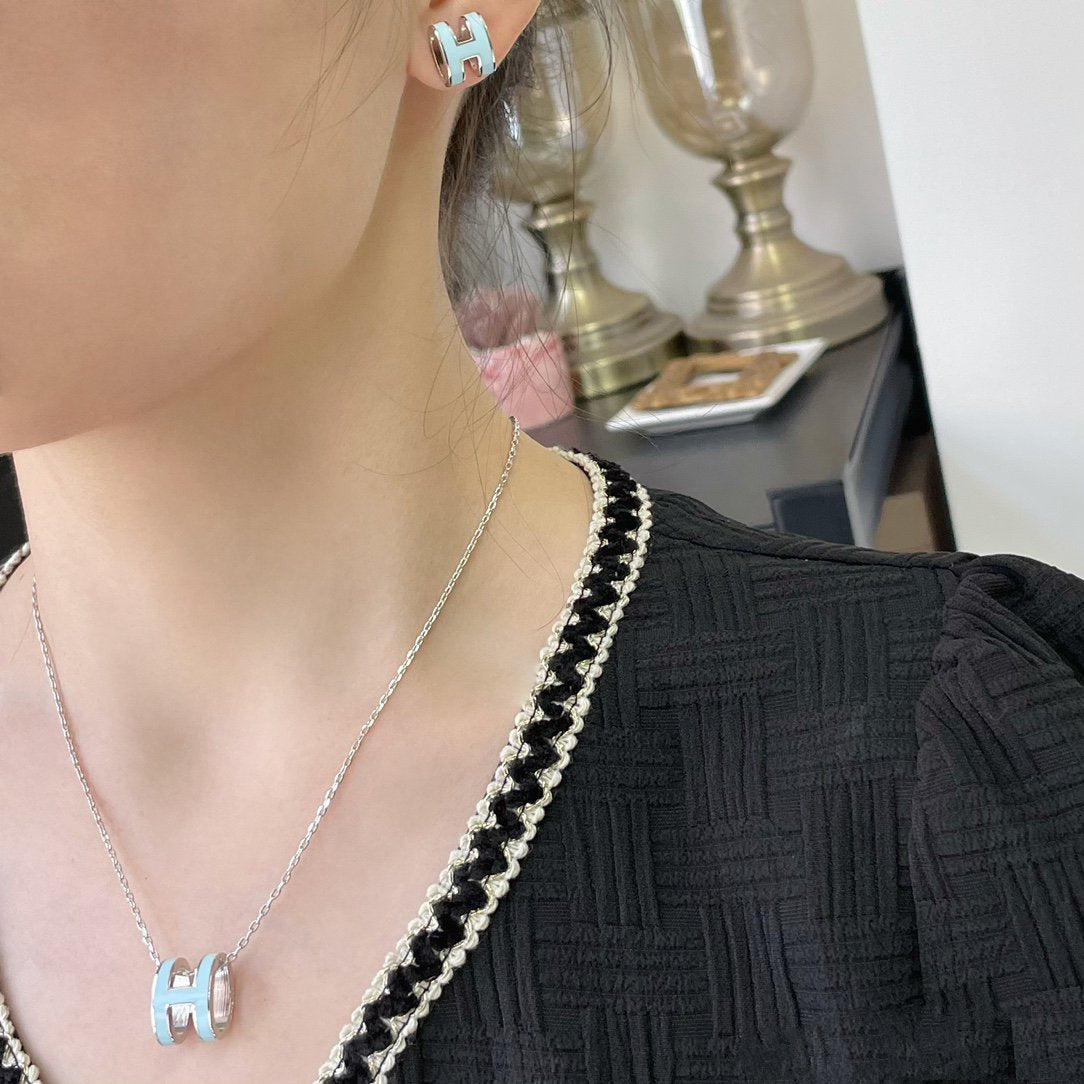 [Resenly Jewelry]POP H SKY BLUE NECKLACE