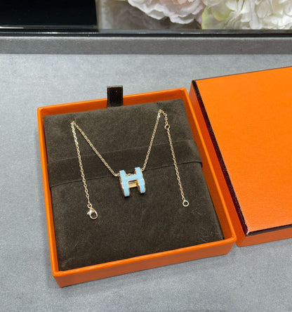 [Resenly Jewelry]POP H SKY BLUE NECKLACE