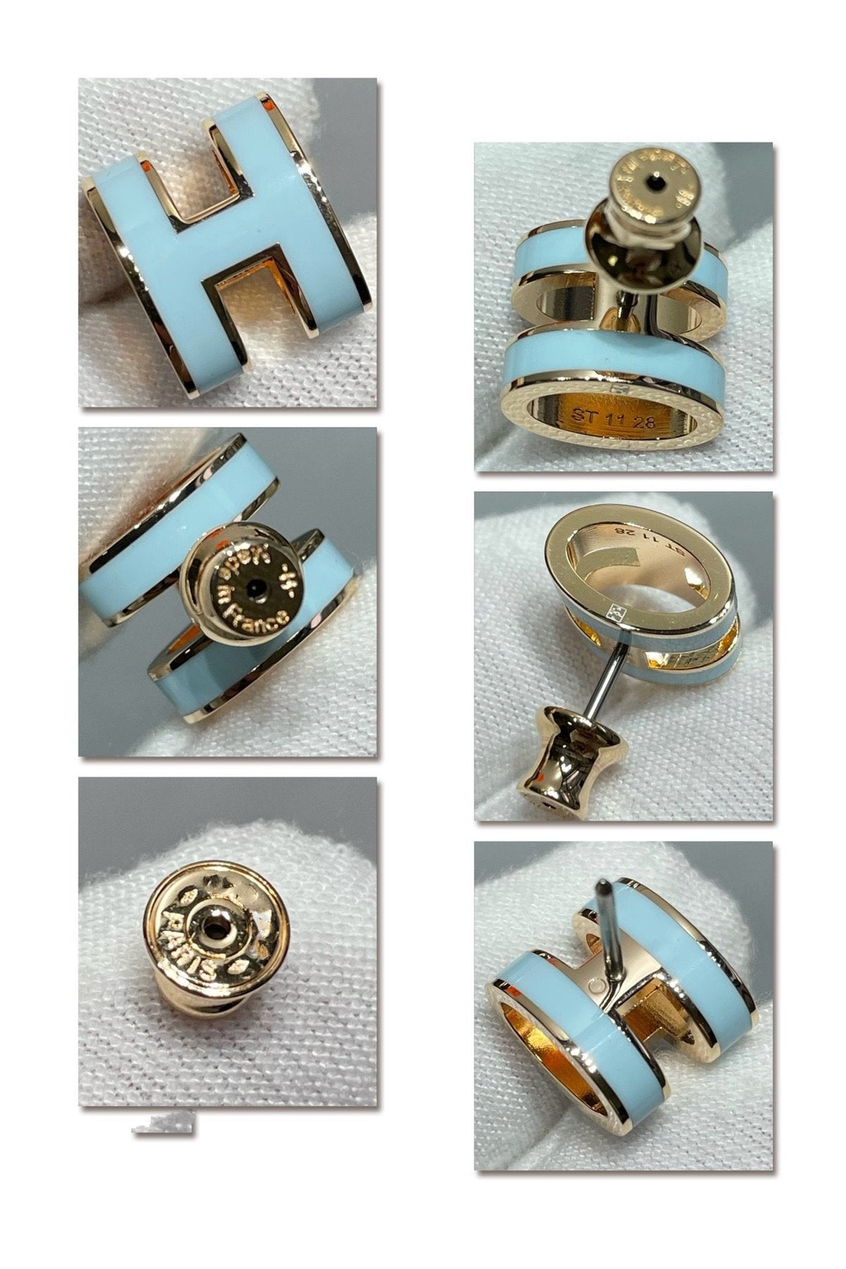 [Resenly Jewelry]POP H SKY BLUE STUD EARRINGS