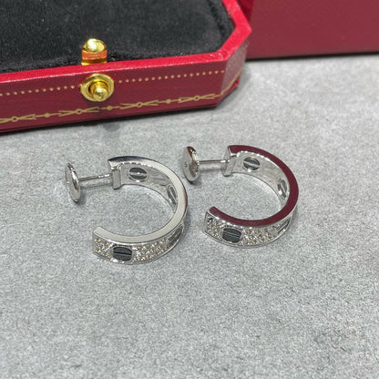 [Resenly Jewelry]LOVE CERAMIC DIAMOND PAVED SILVER EARRINGS
