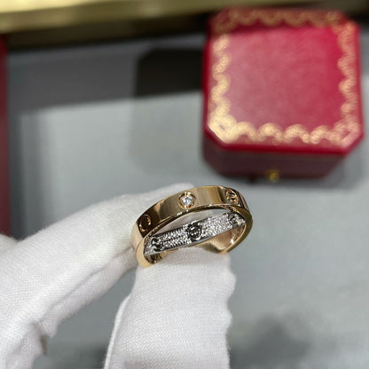 [Resenly Jewelry]LOVE PINK GOLD SILVER DIAMOND DOUBLE RING
