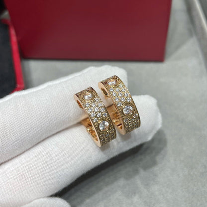 [Resenly Jewelry]LOVE 5.5MM DIAMOND PAVED EARRINGS