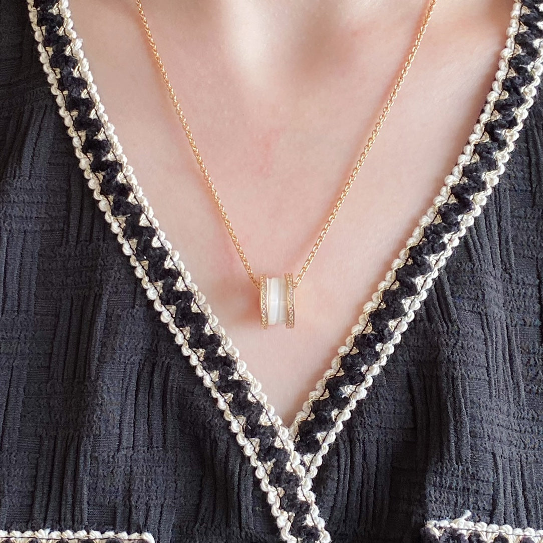 [Resenly Jewelry]ZERO 1 DIAMOND CERAMIC NECKLACE