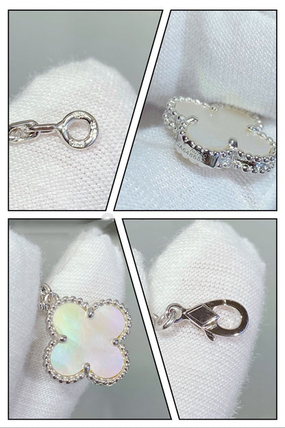 [Resenly Jewelry]CLOVER 5 MOTIF WHITE MOP SILVER BRACELET
