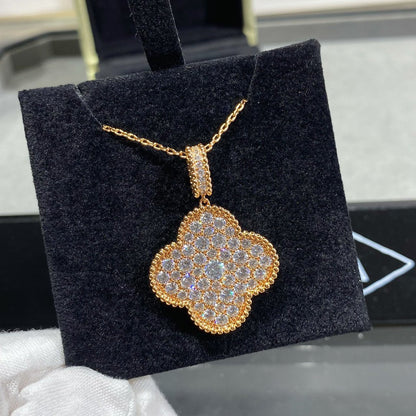 [Resenly Jewelry]CLOVER 25MM LARGE PEDANT DIAMOND PAVED LONG NECKLACE