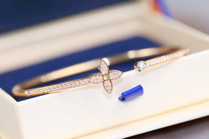 [Resenly Jewelry]IDYLLE PINK GOLD OPEN BRACELET DIAMOND PAVED
