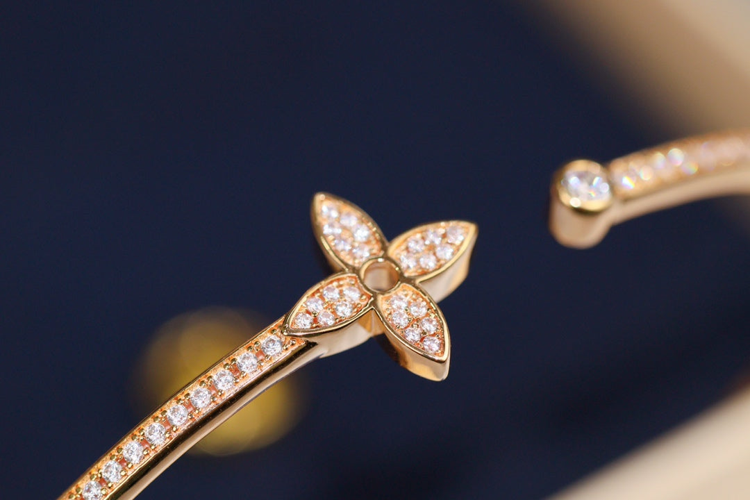 [Resenly Jewelry]IDYLLE PINK GOLD OPEN BRACELET DIAMOND PAVED