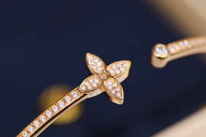 [Resenly Jewelry]IDYLLE PINK GOLD OPEN BRACELET DIAMOND PAVED