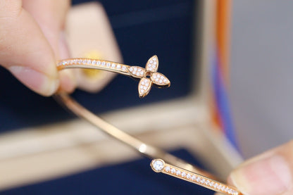 [Resenly Jewelry]IDYLLE PINK GOLD OPEN BRACELET DIAMOND PAVED