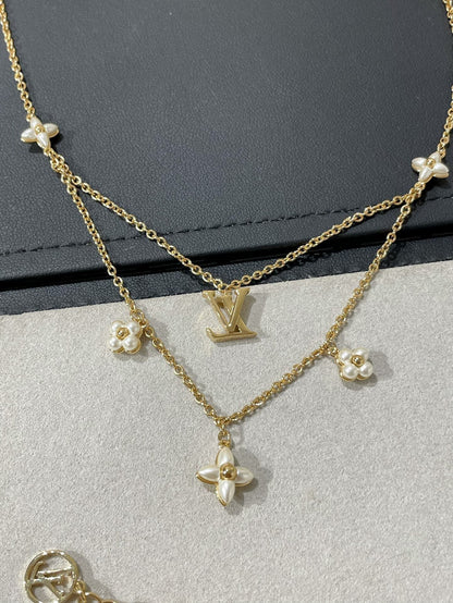 [Resenly Jewelry]FLOWERGRAM GOLD MOP DOUBLE ROW NECKLACE