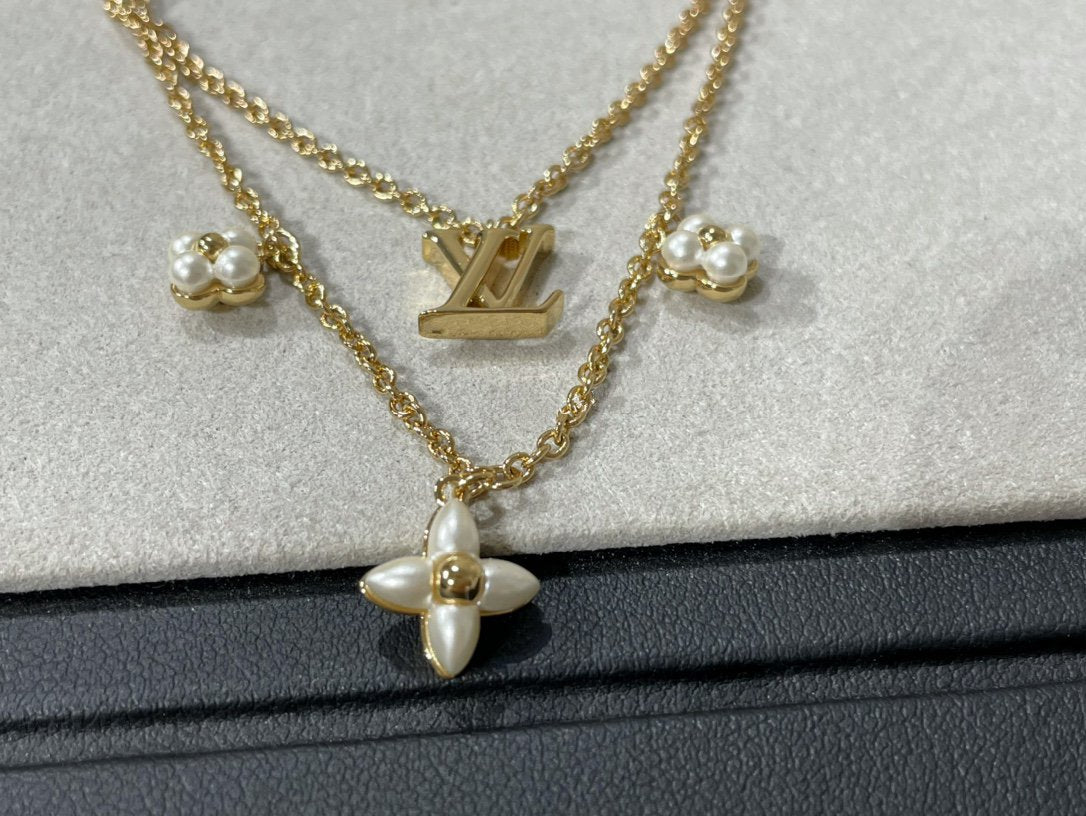 [Resenly Jewelry]FLOWERGRAM GOLD MOP DOUBLE ROW NECKLACE