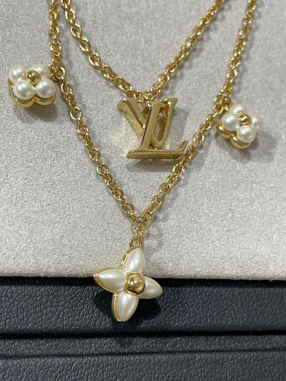 [Resenly Jewelry]FLOWERGRAM GOLD MOP DOUBLE ROW NECKLACE