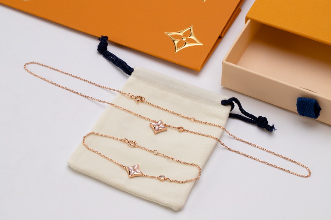 [Resenly Jewelry]STAR PINK MOP 1 DIAMOND PINK GOLD NECKLACE