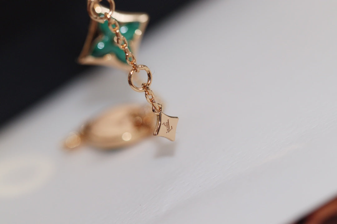 [Resenly Jewelry]STAR AND SUN 4 MOTIF PINK GOLD MALACHITE BRACELET