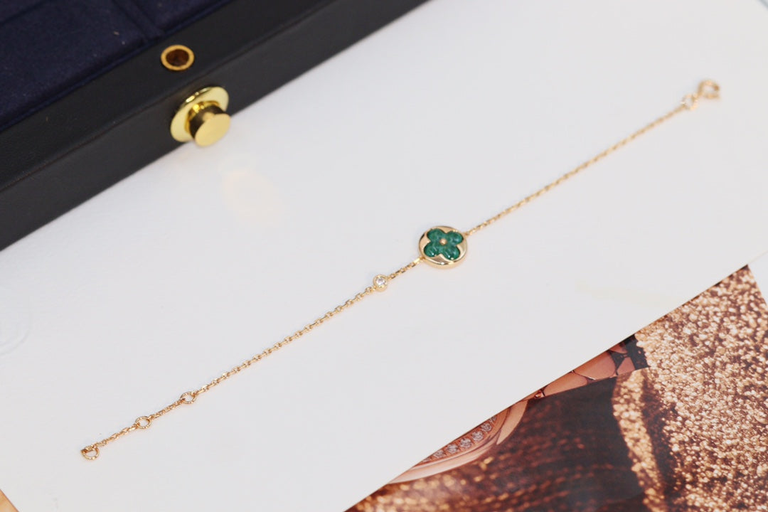 [Resenly Jewelry]STAR AND SUN 4 MOTIF PINK GOLD MALACHITE BRACELET