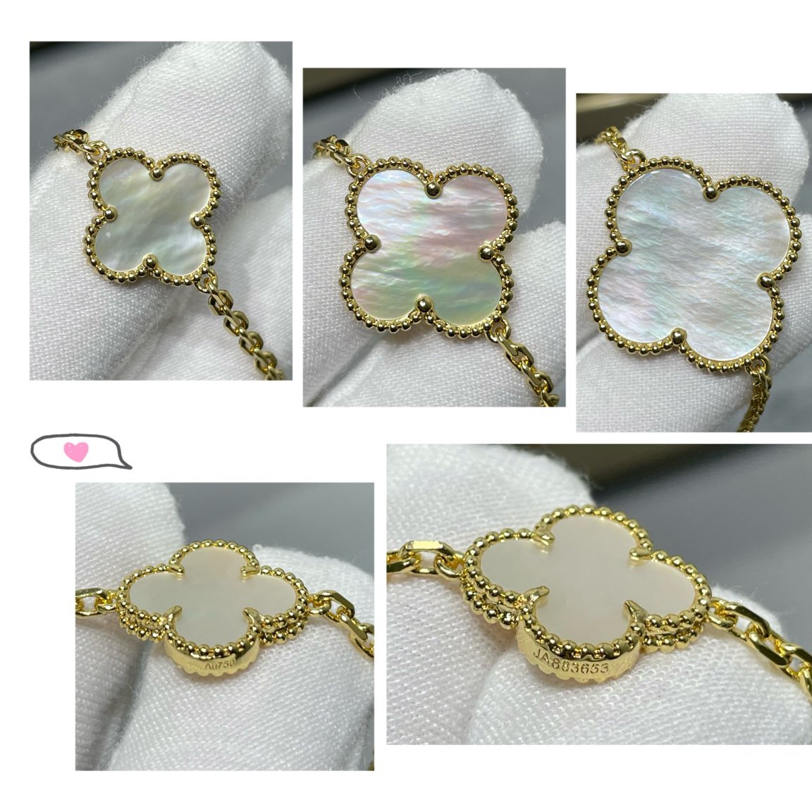 [Resenly Jewelry]CLOVER 16 MOTIF WHITE MOP GOLD NECKLACE