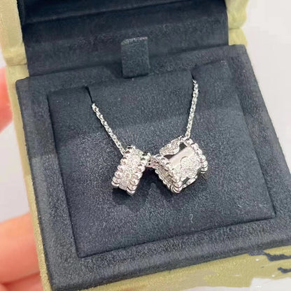 [Resenly Jewelry]PERLEE DOUBLE PENDANT SILVER DIAMOND NECKLACE