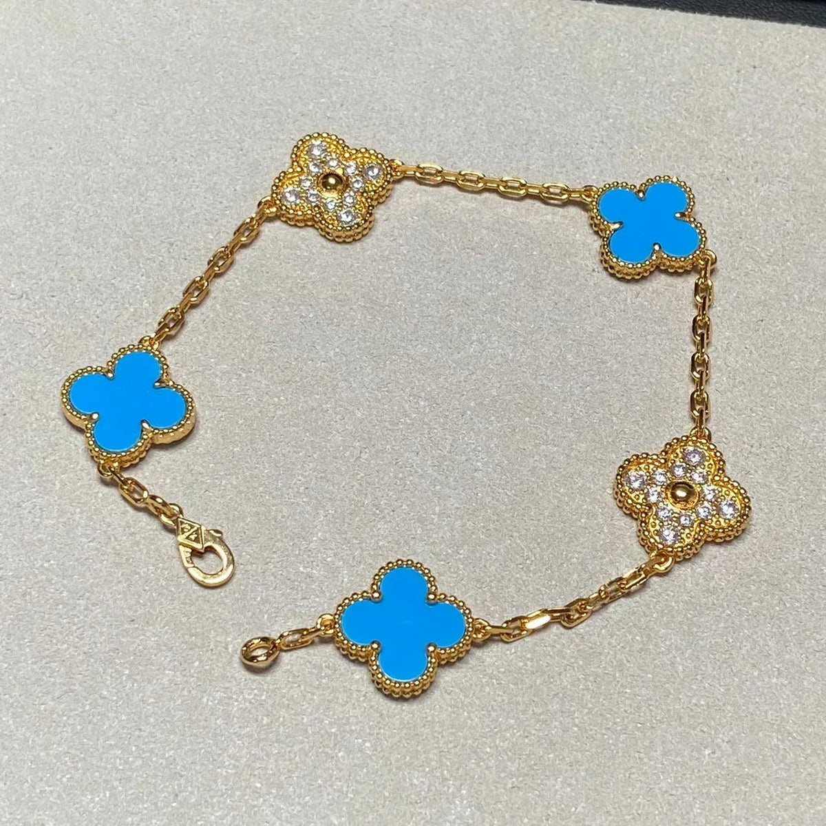 [Resenly Jewelry] CLOVER 5 MOTIF BLUE AGATE BRACELET COLLECTION
