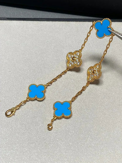 [Resenly Jewelry] CLOVER 5 MOTIF BLUE AGATE BRACELET COLLECTION