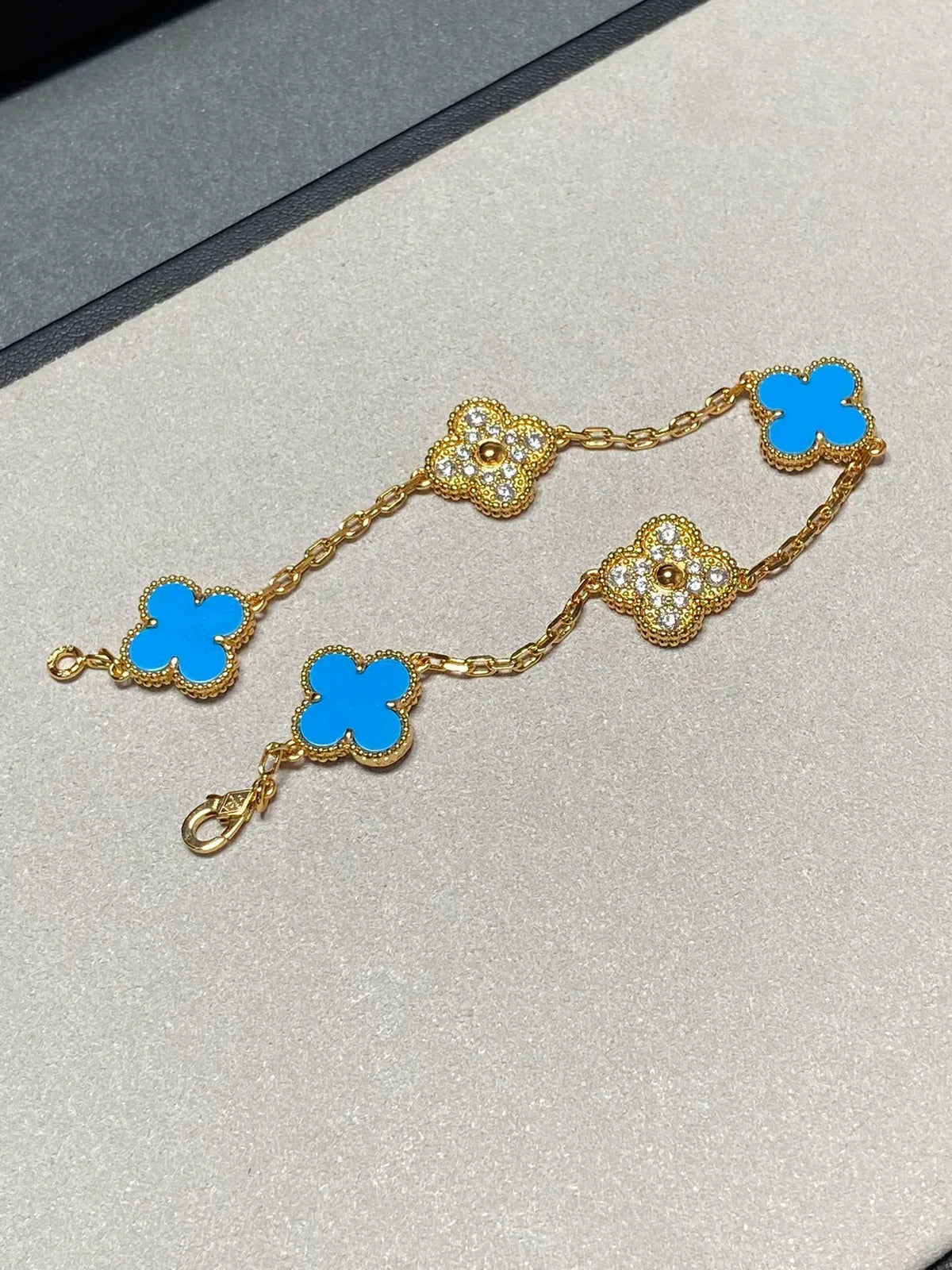 [Resenly Jewelry] CLOVER 5 MOTIF BLUE AGATE BRACELET COLLECTION