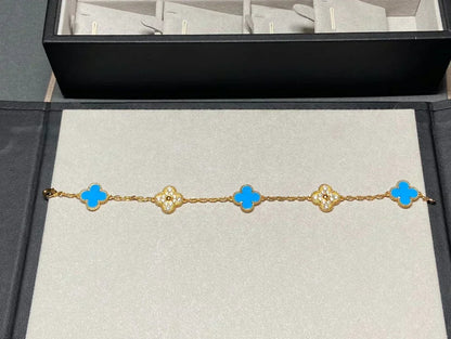 [Resenly Jewelry] CLOVER 5 MOTIF BLUE AGATE BRACELET COLLECTION