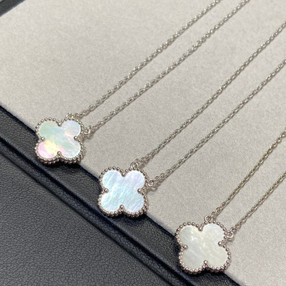 [Resenly Jewelry]CLOVER MEDIUM SILVER WHITE MOP NECKLACE