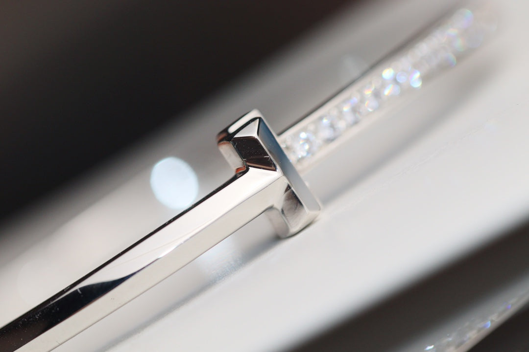 [Resenly Jewelry]NARROW T1 HINGED BANGLE DIAMOND SILVER