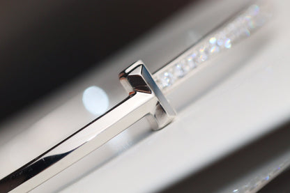 [Resenly Jewelry]NARROW T1 HINGED BANGLE DIAMOND SILVER