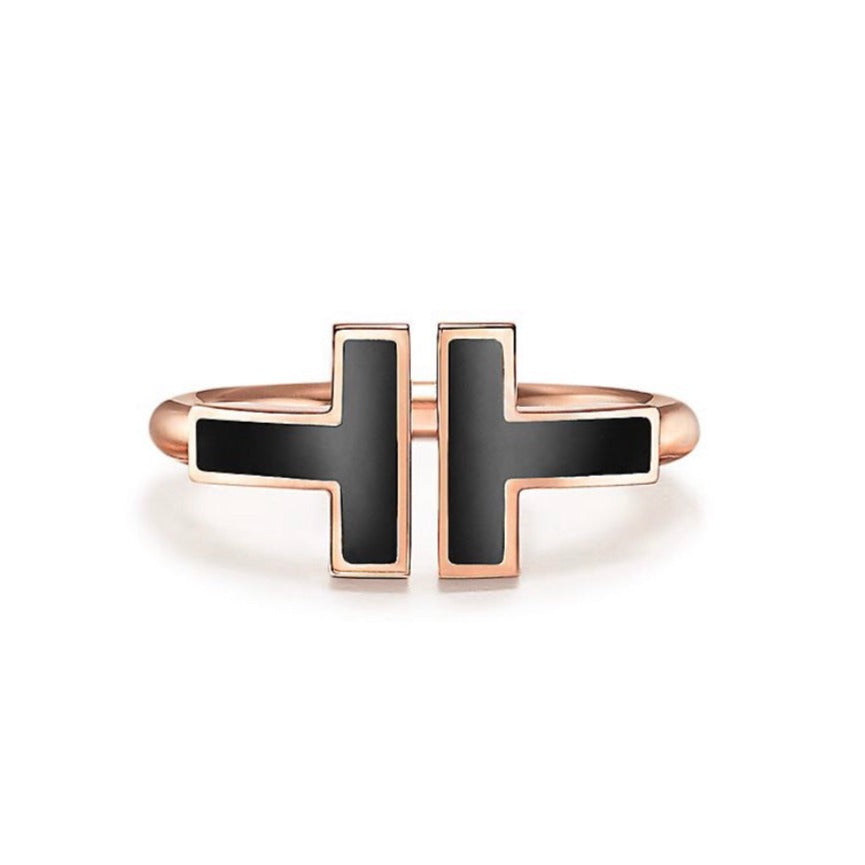 [Resenly Jewelry]T SMALL ONYX PINK GOLD RING