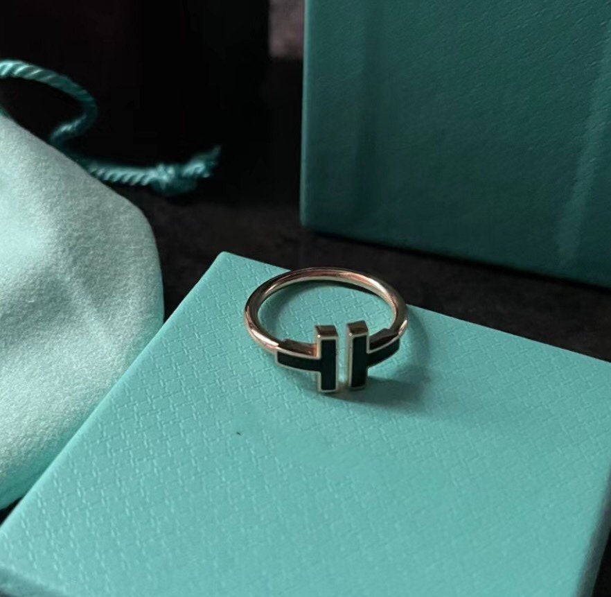 [Resenly Jewelry]T SMALL ONYX PINK GOLD RING