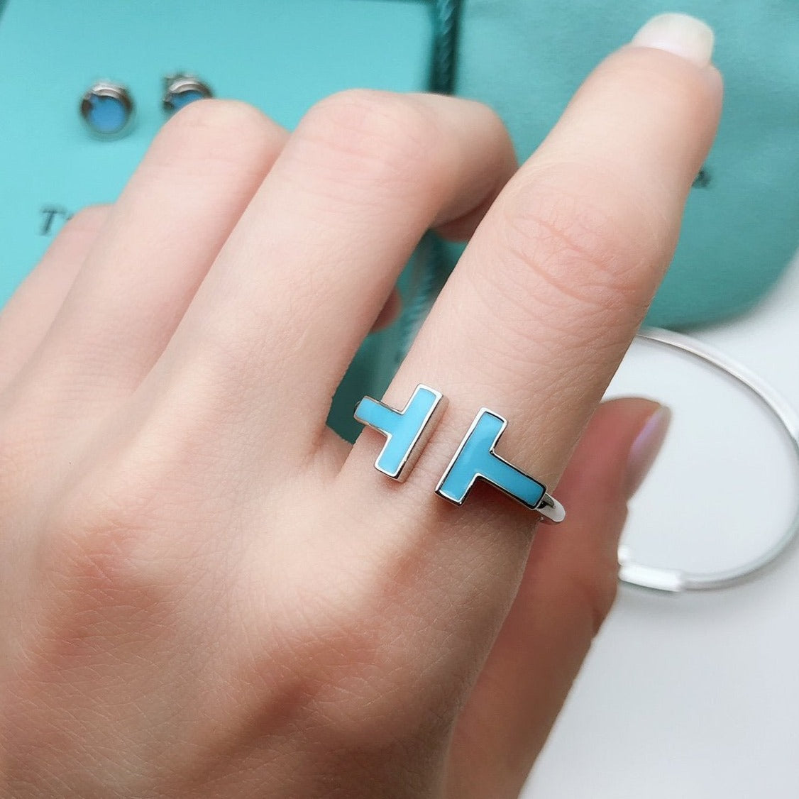 [Resenly Jewelry]T SMALL TURQUOISE SILVER RING