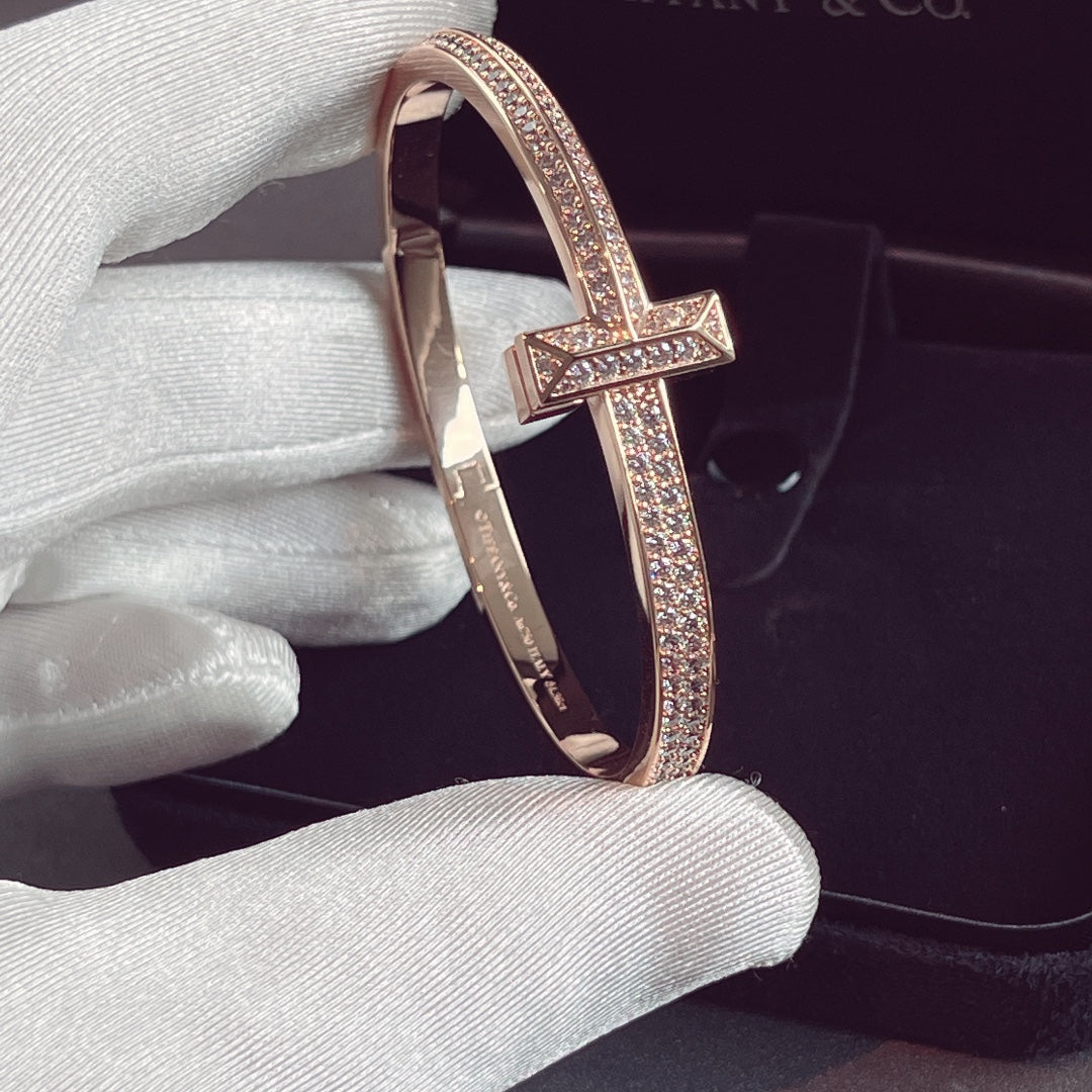 [Resenly Jewelry]T1 WIDE HINGED BANGLE DIAMOND PAVED BRACELET