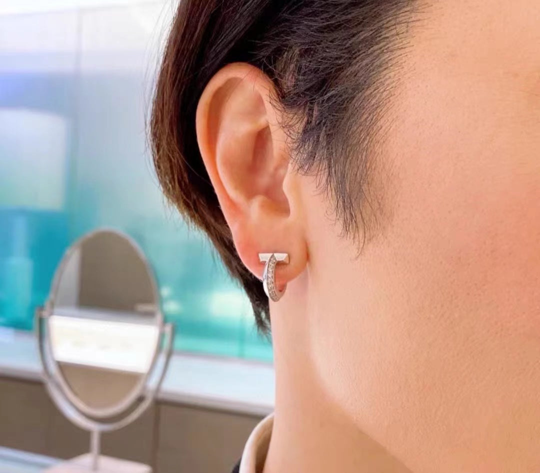 [Resenly Jewelry]T1 HOOP DIAMOND EARRINGS