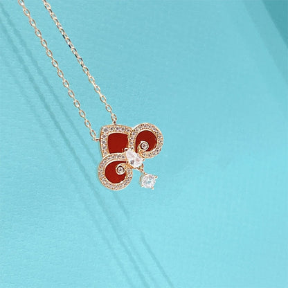 [Resenly Jewelry]FLEUR DE LIS PINK GOLD DIAMOND NECKLACE