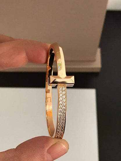 [Resenly Jewelry]T1 WIDE DIAMOND HINGED BANGLE PINK GOLD