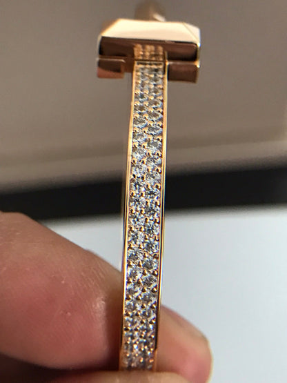 [Resenly Jewelry]T1 WIDE DIAMOND HINGED BANGLE PINK GOLD