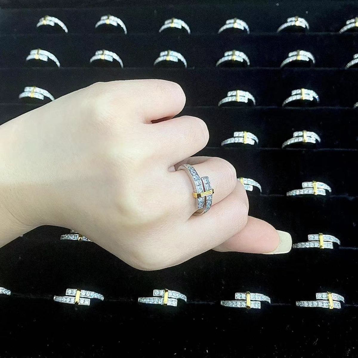 [Resenly Jewelry]EDGE GOLD SILVER DIAMOND RING